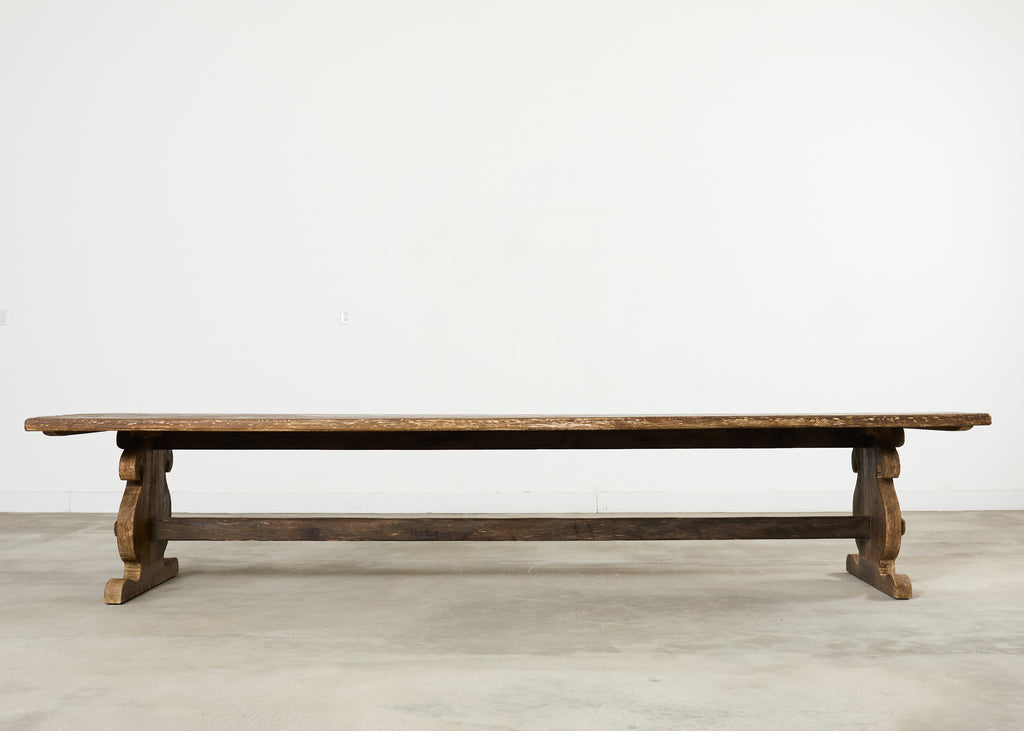 Monumental Country French Oak Farmhouse Dining Table 13 Ft