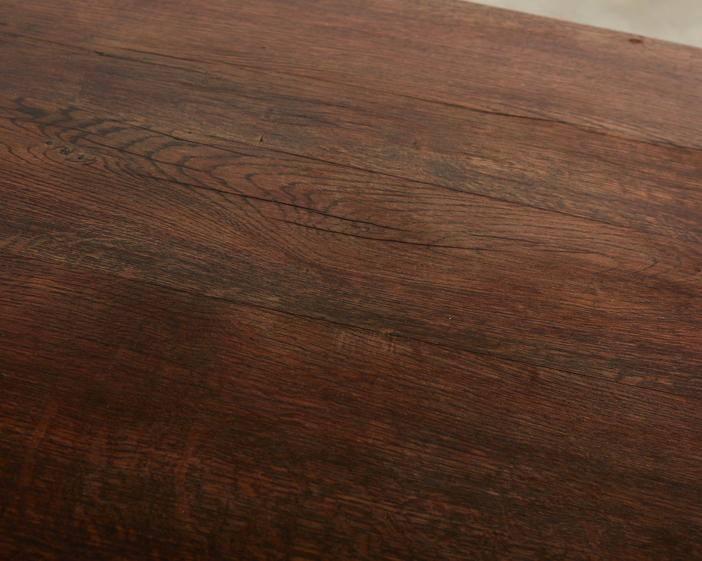 Country English Provincial Oak Farmhouse Trestle Dining Table