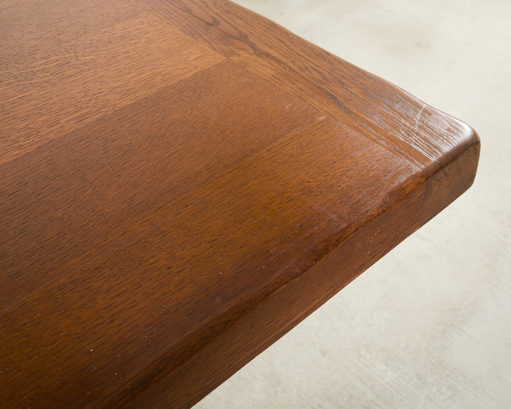 Country French Provincial Oak Farmhouse Trestle Dining Table 9 Ft