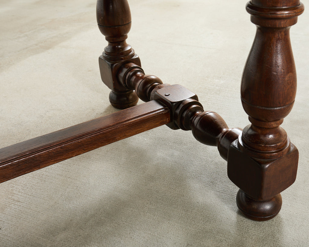 Country English Provincial Oak Farmhouse Trestle Dining Table