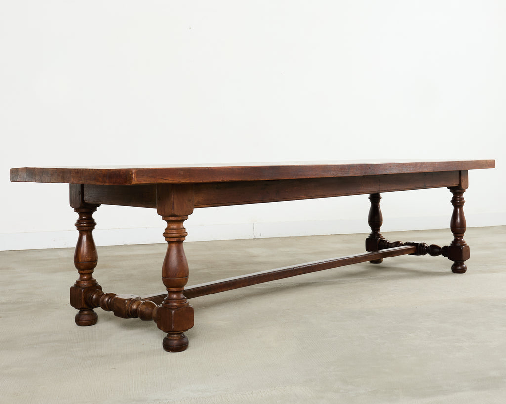 Country English Provincial Oak Farmhouse Trestle Dining Table