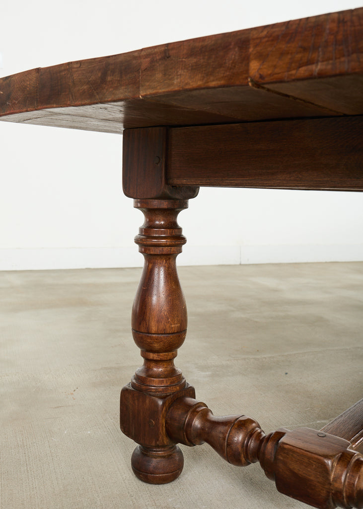 Country English Provincial Oak Farmhouse Trestle Dining Table