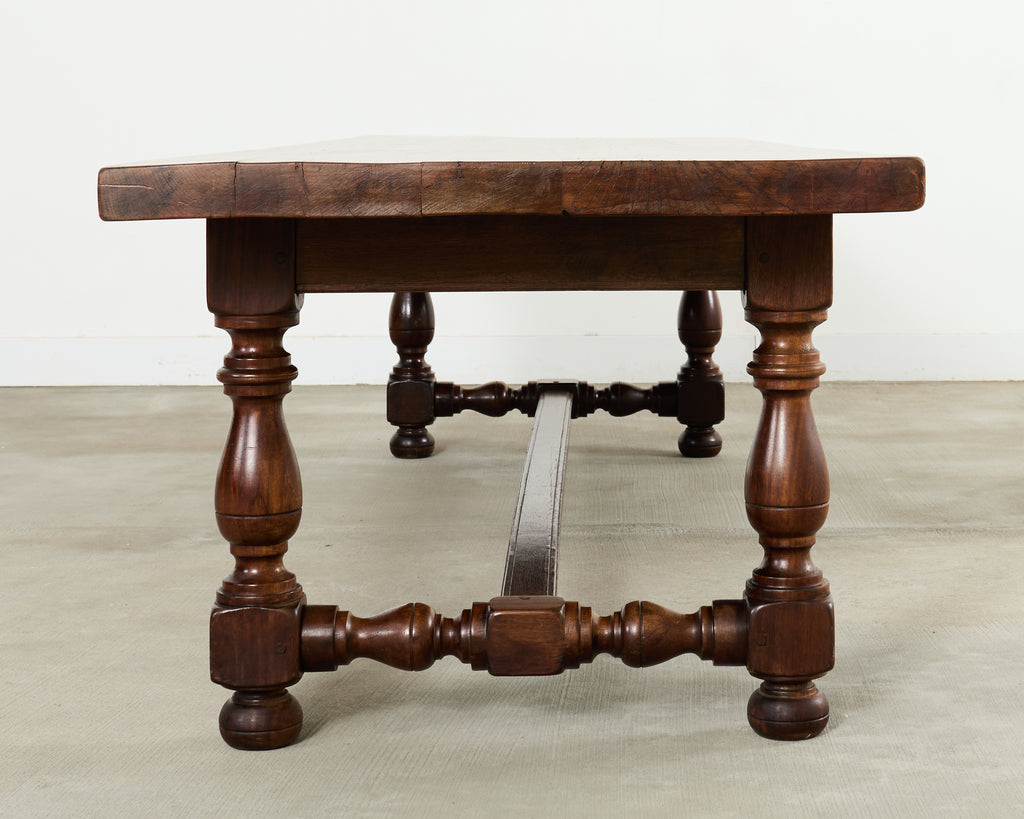 Country English Provincial Oak Farmhouse Trestle Dining Table