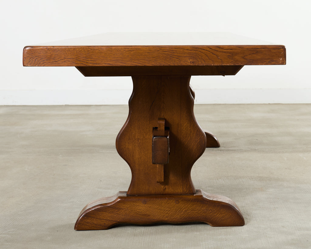 Country French Provincial Oak Farmhouse Trestle Dining Table 9 Ft