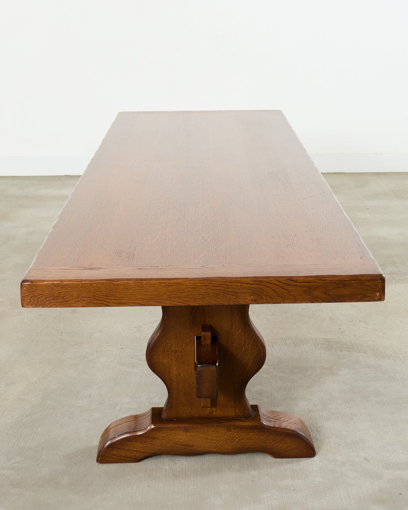 Country French Provincial Oak Farmhouse Trestle Dining Table 9 Ft