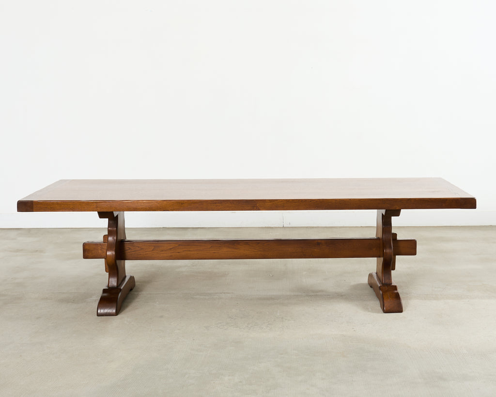 Country French Provincial Oak Farmhouse Trestle Dining Table 9 Ft