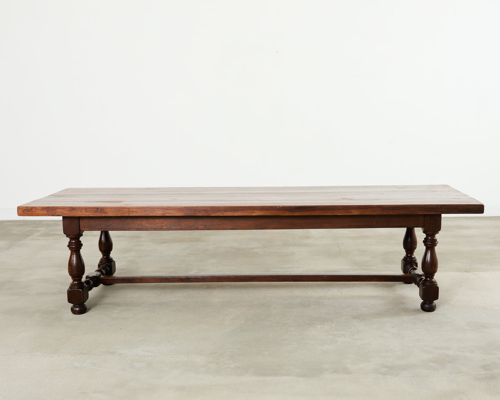 Country English Provincial Oak Farmhouse Trestle Dining Table