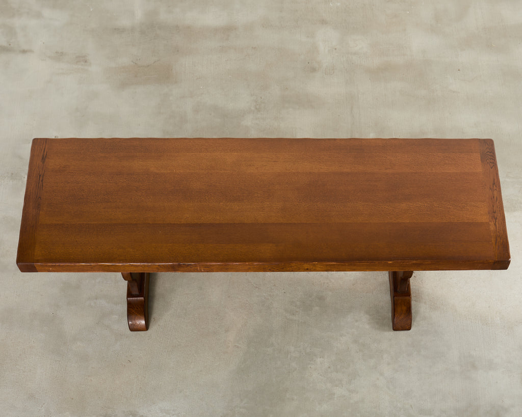 Country French Provincial Oak Farmhouse Trestle Dining Table 9 Ft