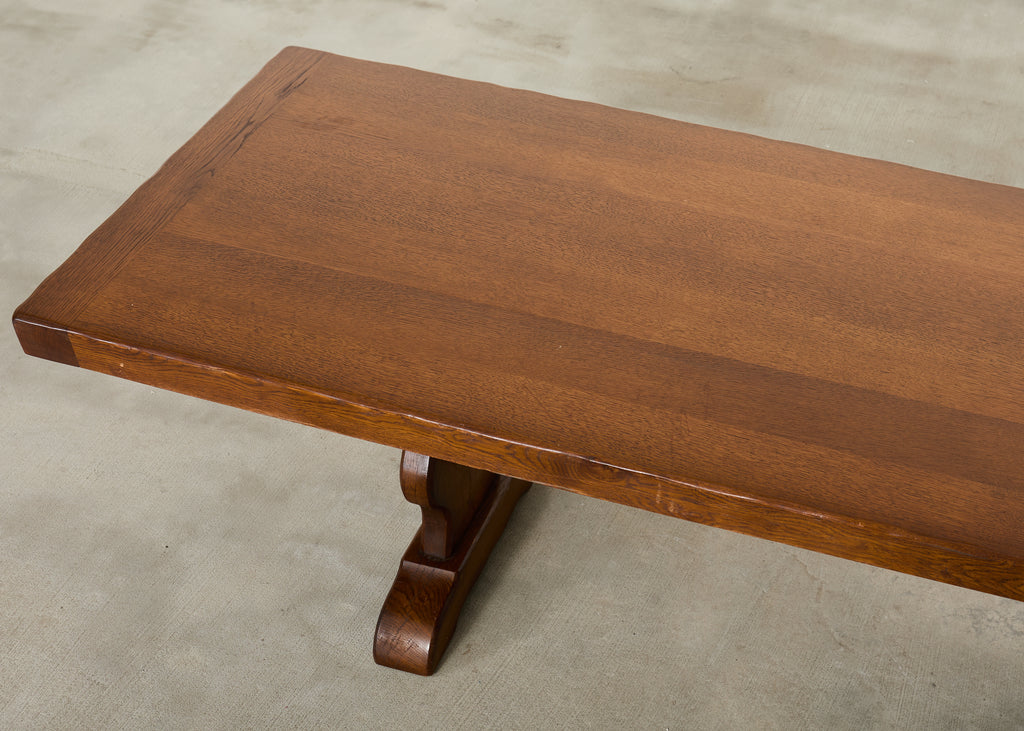 Country French Provincial Oak Farmhouse Trestle Dining Table 9 Ft