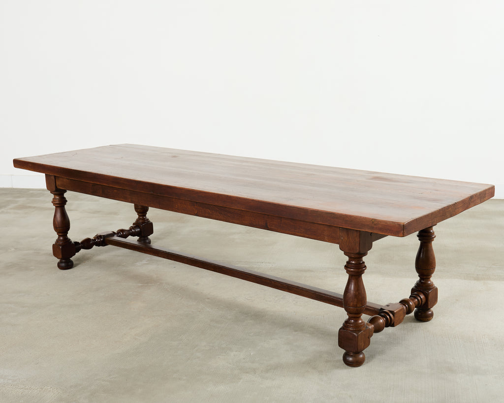 Country English Provincial Oak Farmhouse Trestle Dining Table