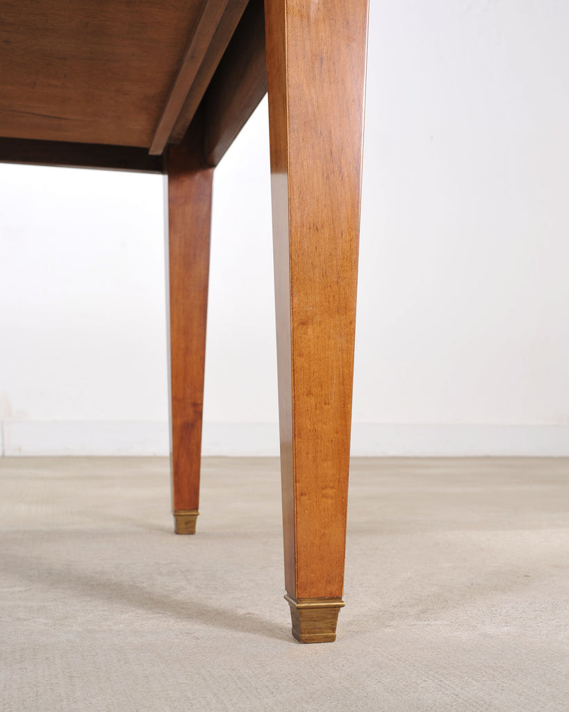 Midcentury French Palladian Fruitwood Library Table Desk 7 Ft