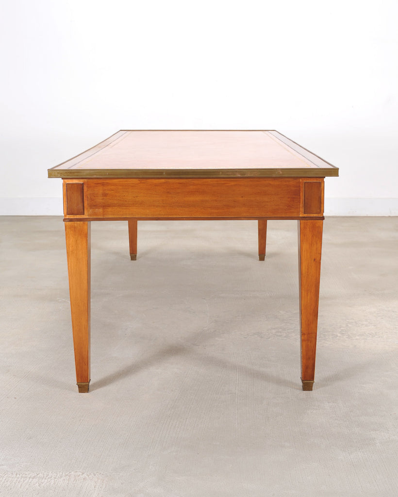 Midcentury French Palladian Fruitwood Library Table Desk 7 Ft