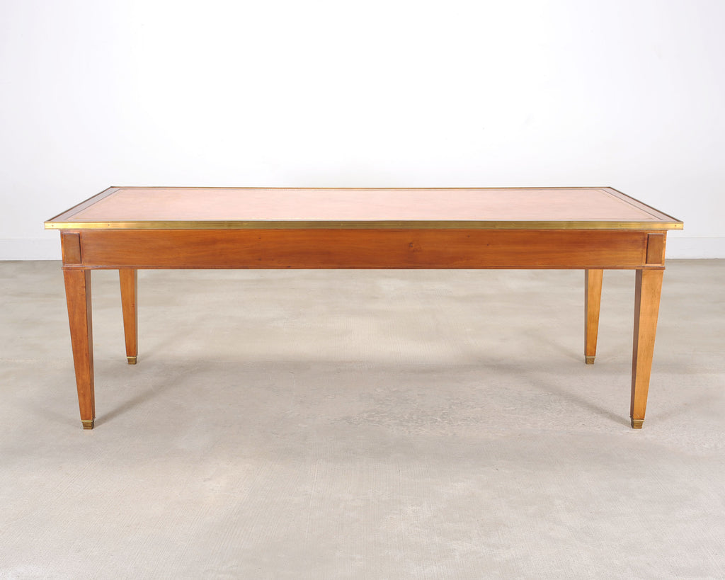 Midcentury French Palladian Fruitwood Library Table Desk 7 Ft