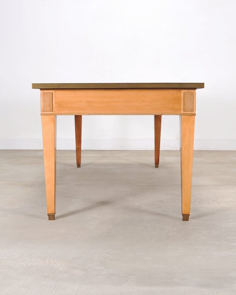 Midcentury French Palladian Fruitwood Library Table Desk 7 Ft