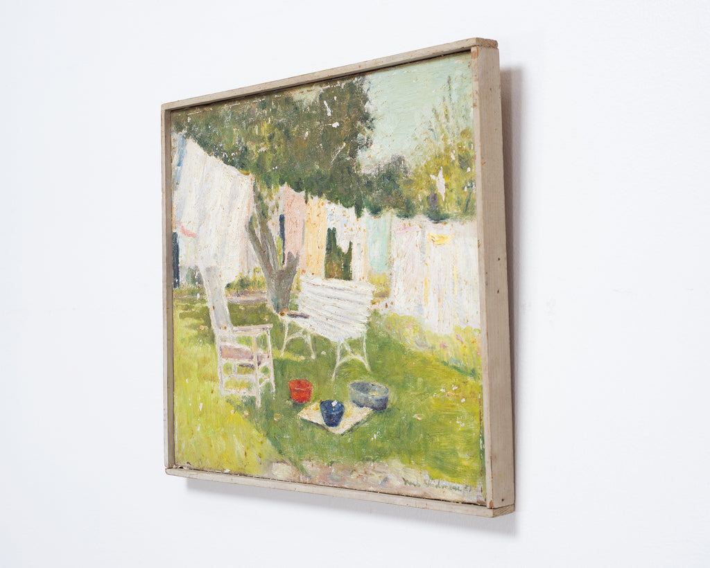 Mid-Century Impressionist Summer Garden Oil Canvas Painting