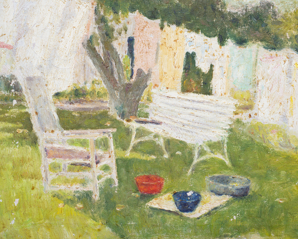 Mid-Century Impressionist Summer Garden Oil Canvas Painting