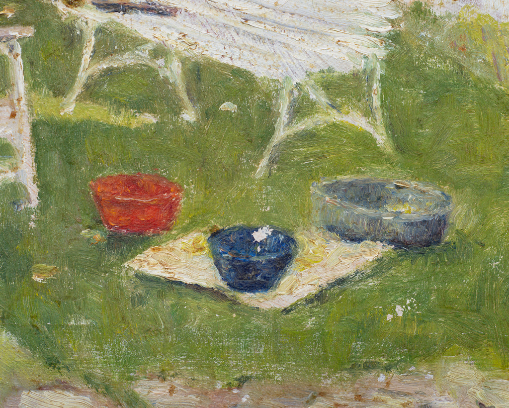 Mid-Century Impressionist Summer Garden Oil Canvas Painting