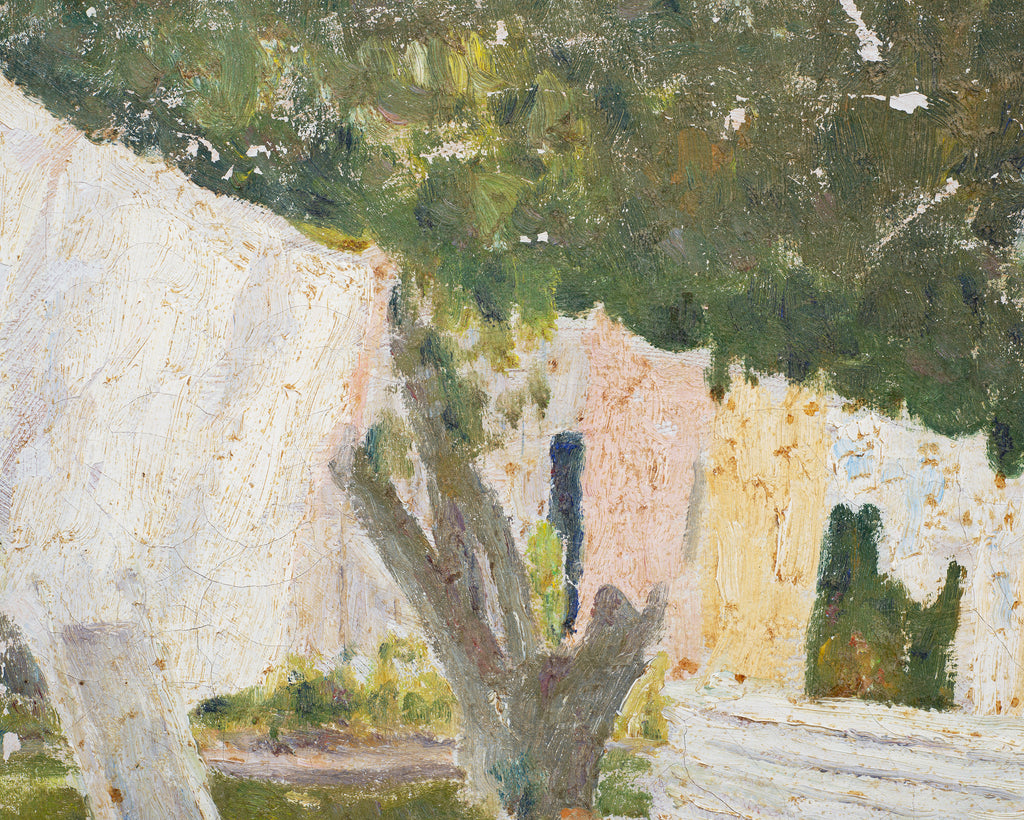 Mid-Century Impressionist Summer Garden Oil Canvas Painting