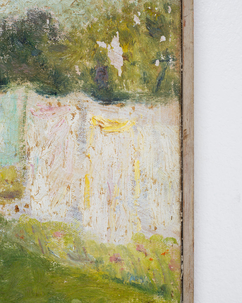 Mid-Century Impressionist Summer Garden Oil Canvas Painting