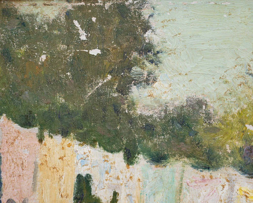 Mid-Century Impressionist Summer Garden Oil Canvas Painting