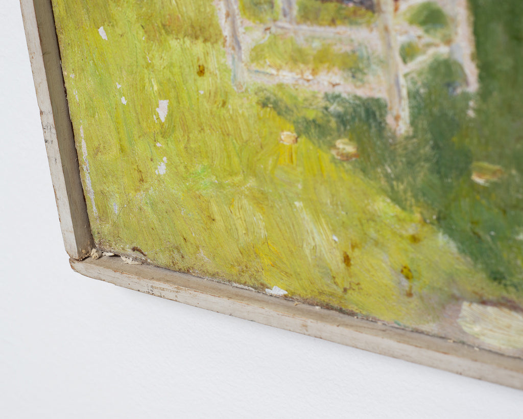 Mid-Century Impressionist Summer Garden Oil Canvas Painting