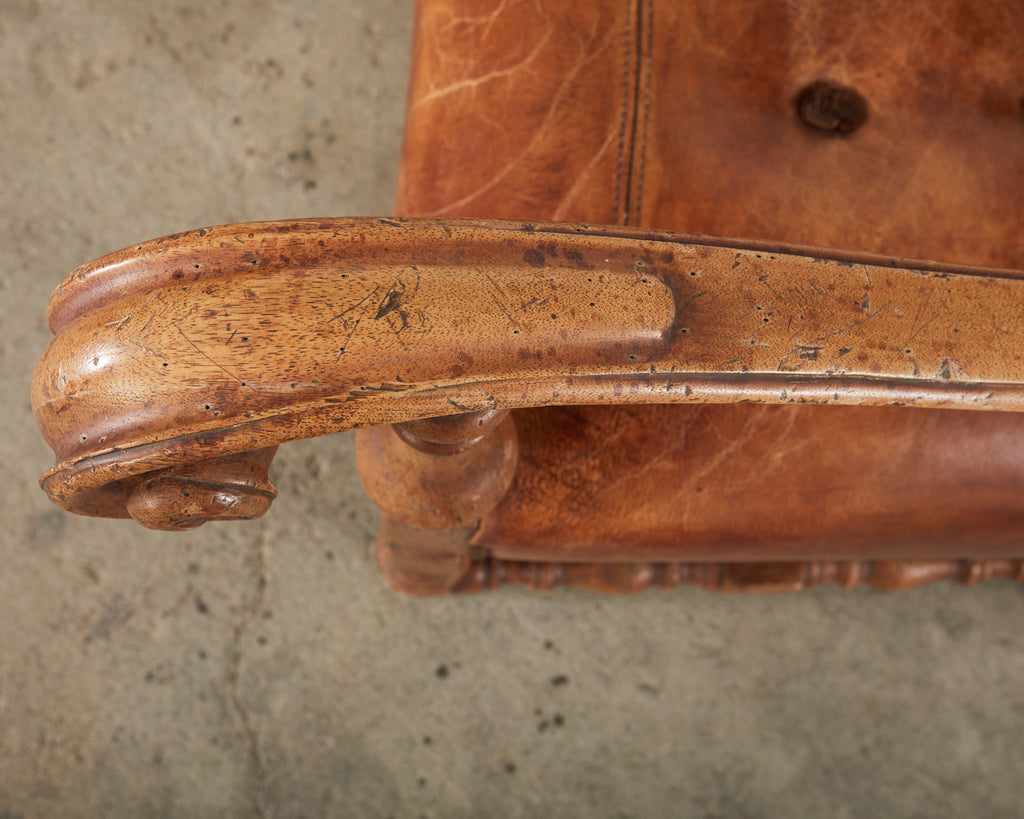 Hendrix Allardyce Italian Baroque Style Leather Library Chair