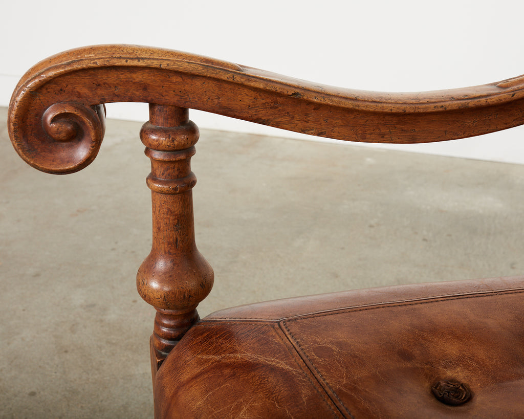 Hendrix Allardyce Italian Baroque Style Leather Library Chair