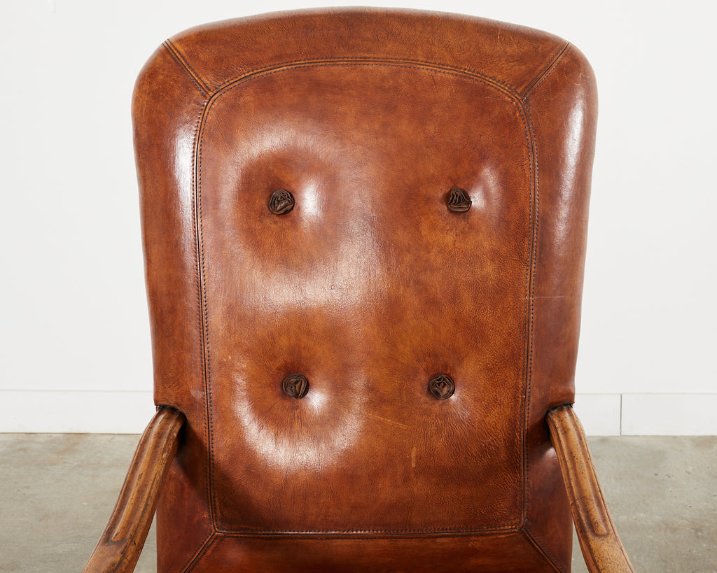Hendrix Allardyce Italian Baroque Style Leather Library Chair