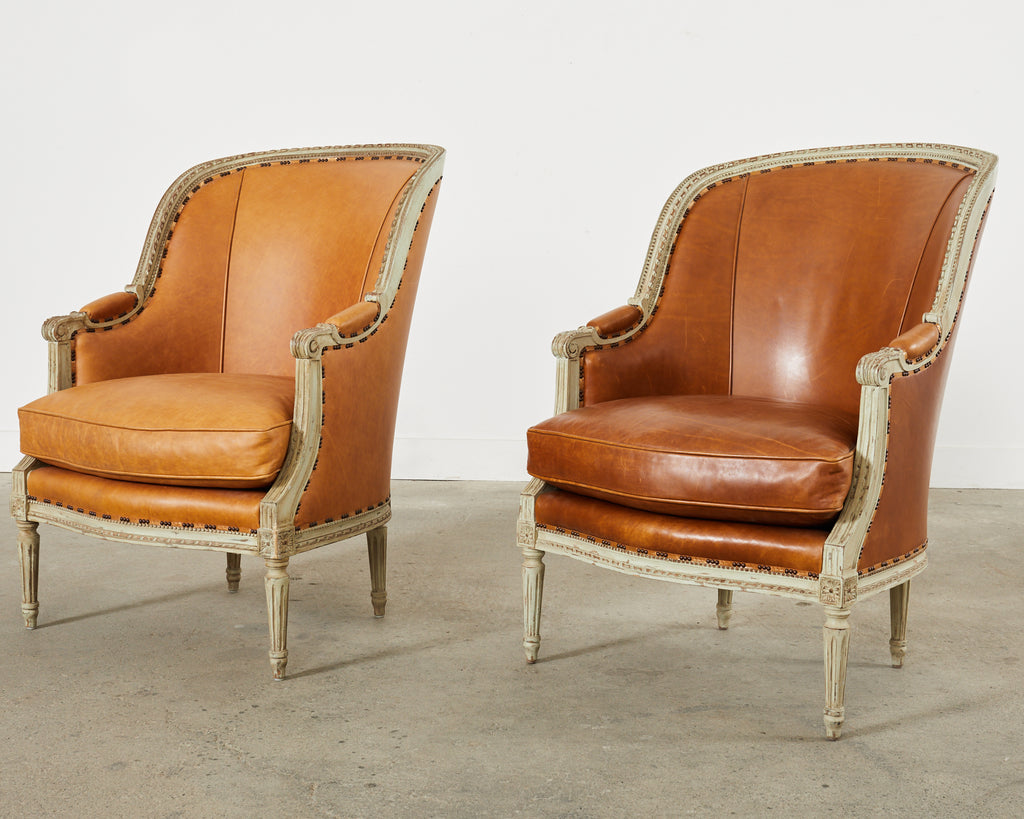Pair of Hendrix Allardyce Louis XVI Style Bergere Armchairs