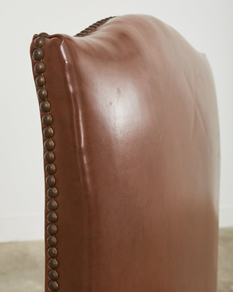 English Georgian Style Faux Leather Naugahyde Hall Chair
