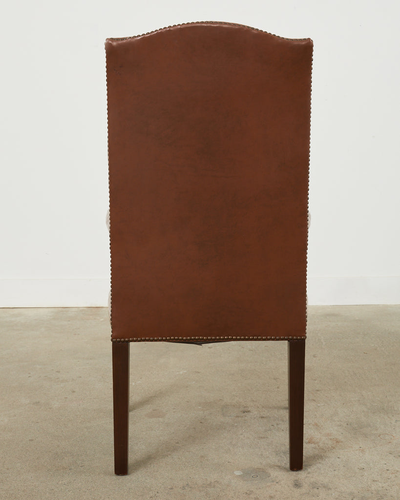 English Georgian Style Faux Leather Naugahyde Hall Chair