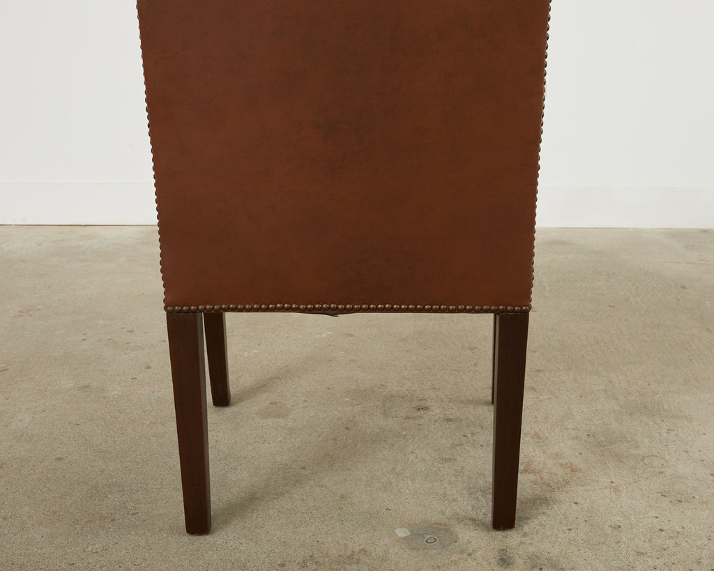 English Georgian Style Faux Leather Naugahyde Hall Chair