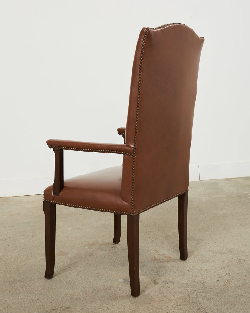 English Georgian Style Faux Leather Naugahyde Hall Chair