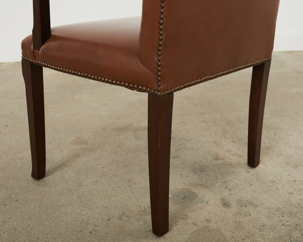 English Georgian Style Faux Leather Naugahyde Hall Chair