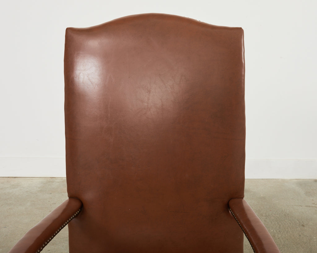 English Georgian Style Faux Leather Naugahyde Hall Chair