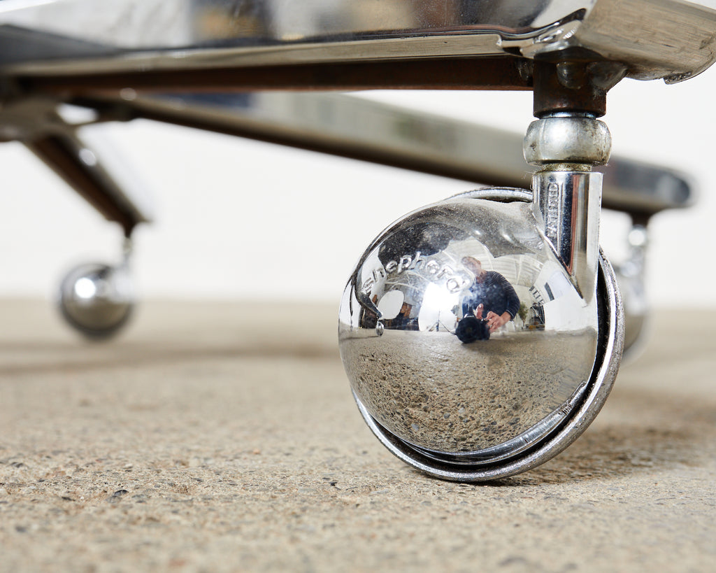 Pair of Palladium Soft Pad Leather Executive Office Desk Chairs