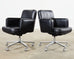 Pair of Palladium Soft Pad Leather Executive Office Desk Chairs