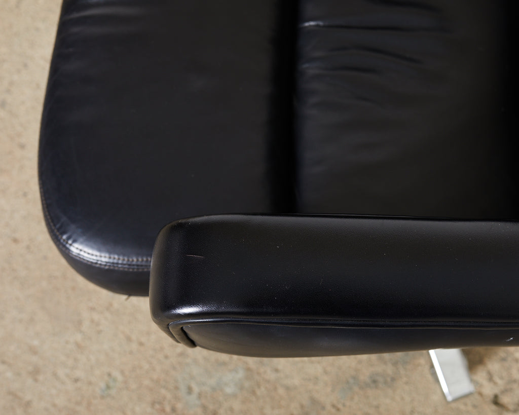 Pair of Palladium Soft Pad Leather Executive Office Desk Chairs