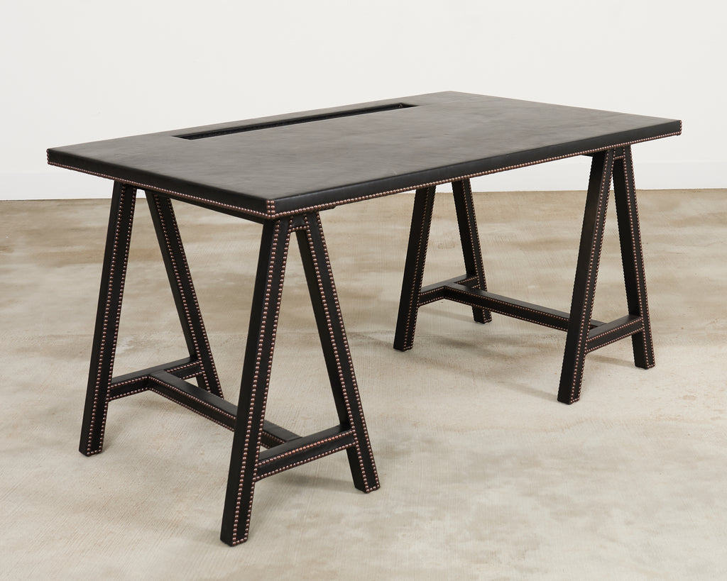 Samantha Todhunter Design Matilda Leather Sawhorse Campaign Desk
