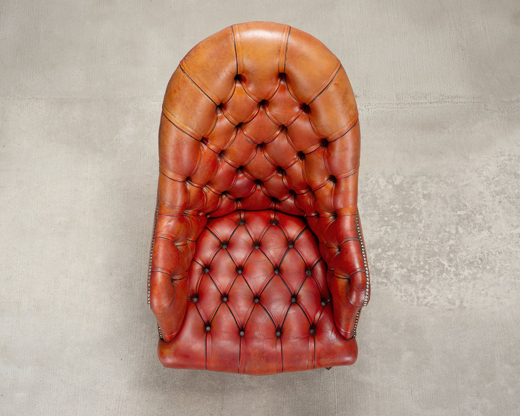 Chesterfield-Style Tufted Leather Executive Swivel Desk Chair