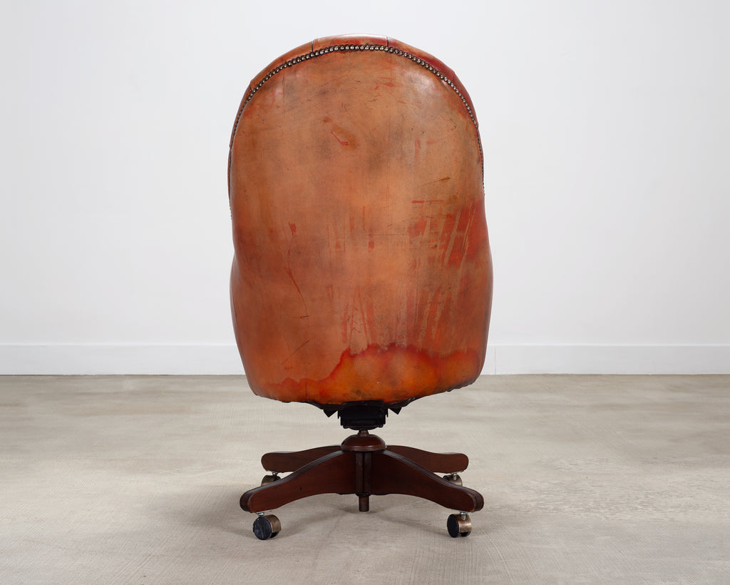 Chesterfield-Style Tufted Leather Executive Swivel Desk Chair