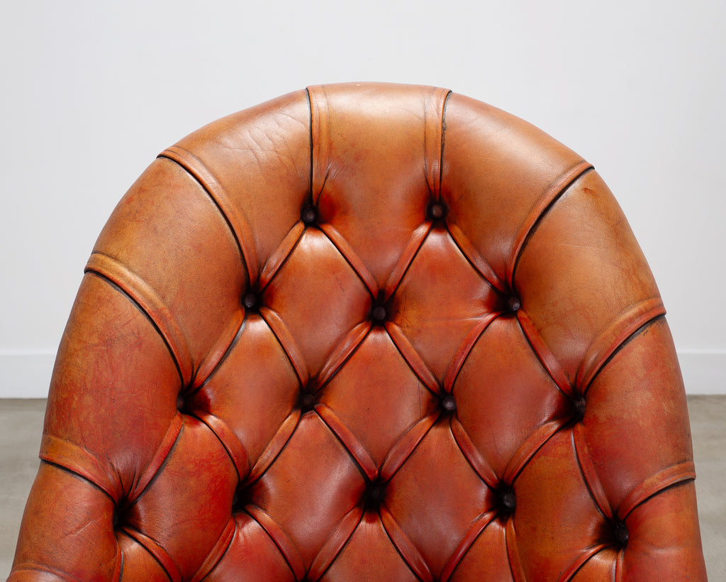 Chesterfield-Style Tufted Leather Executive Swivel Desk Chair