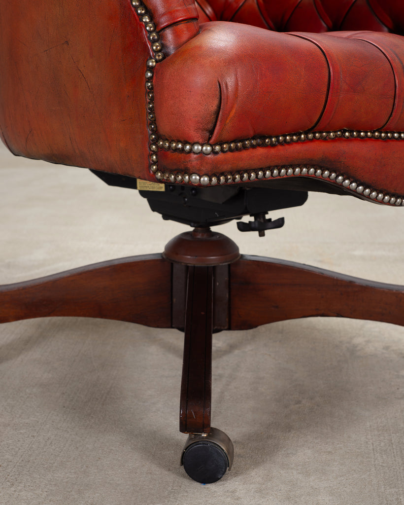 Chesterfield-Style Tufted Leather Executive Swivel Desk Chair