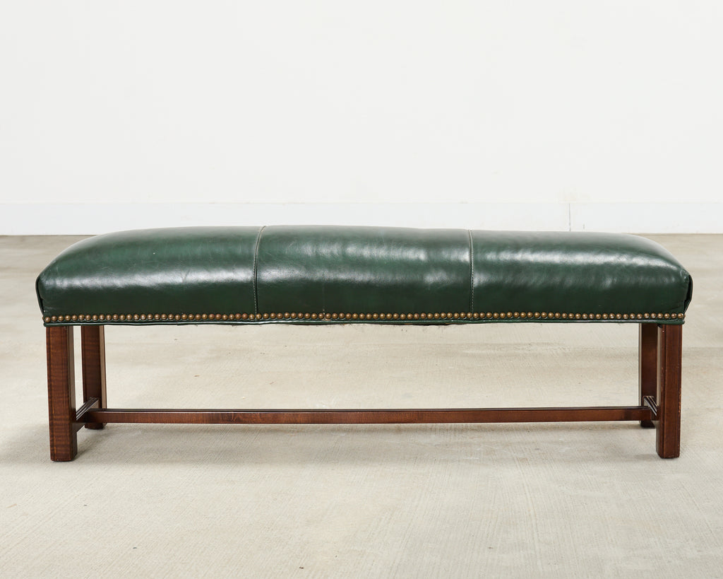 Elongated Georgian Style Mahogany Leather Footstool