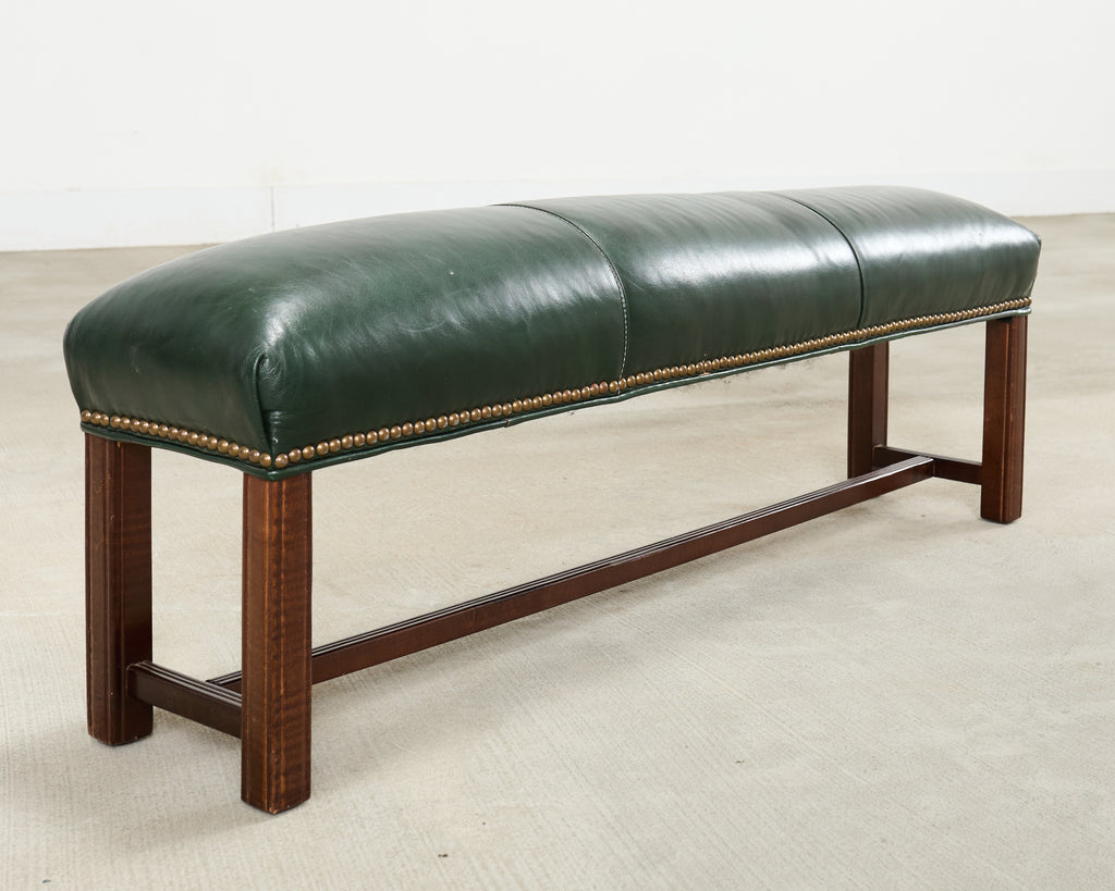 Elongated Georgian Style Mahogany Leather Footstool