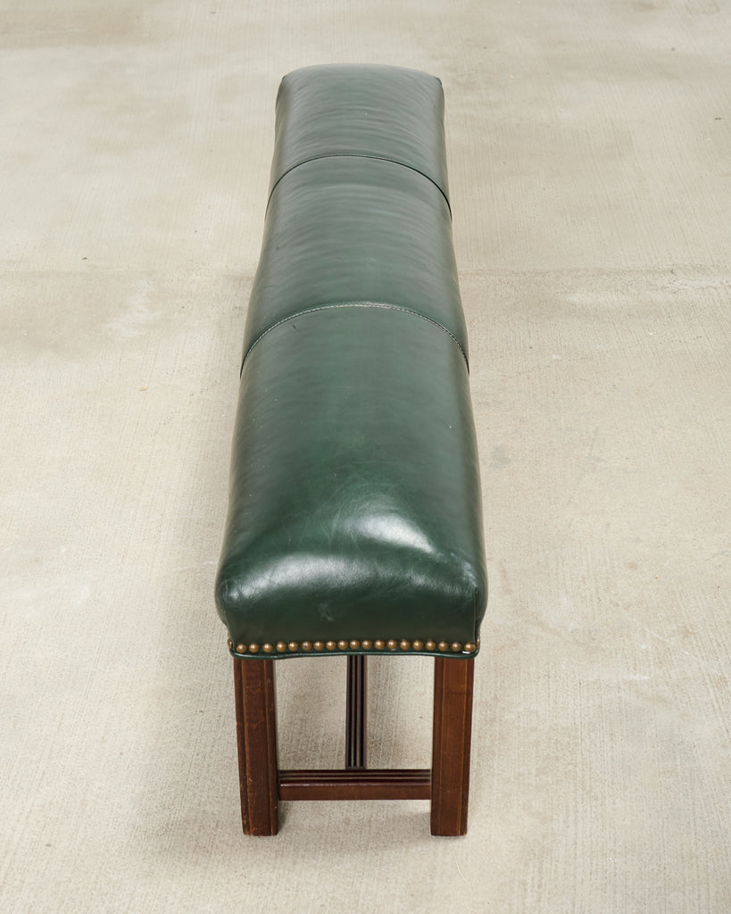 Elongated Georgian Style Mahogany Leather Footstool