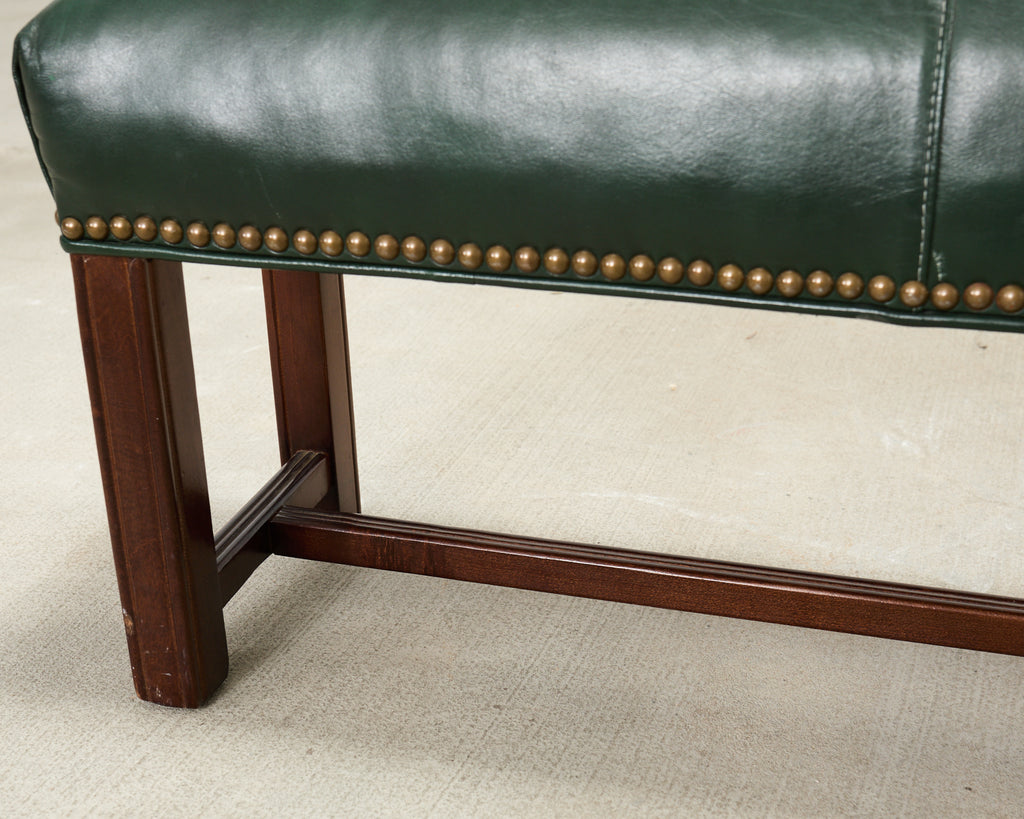 Elongated Georgian Style Mahogany Leather Footstool