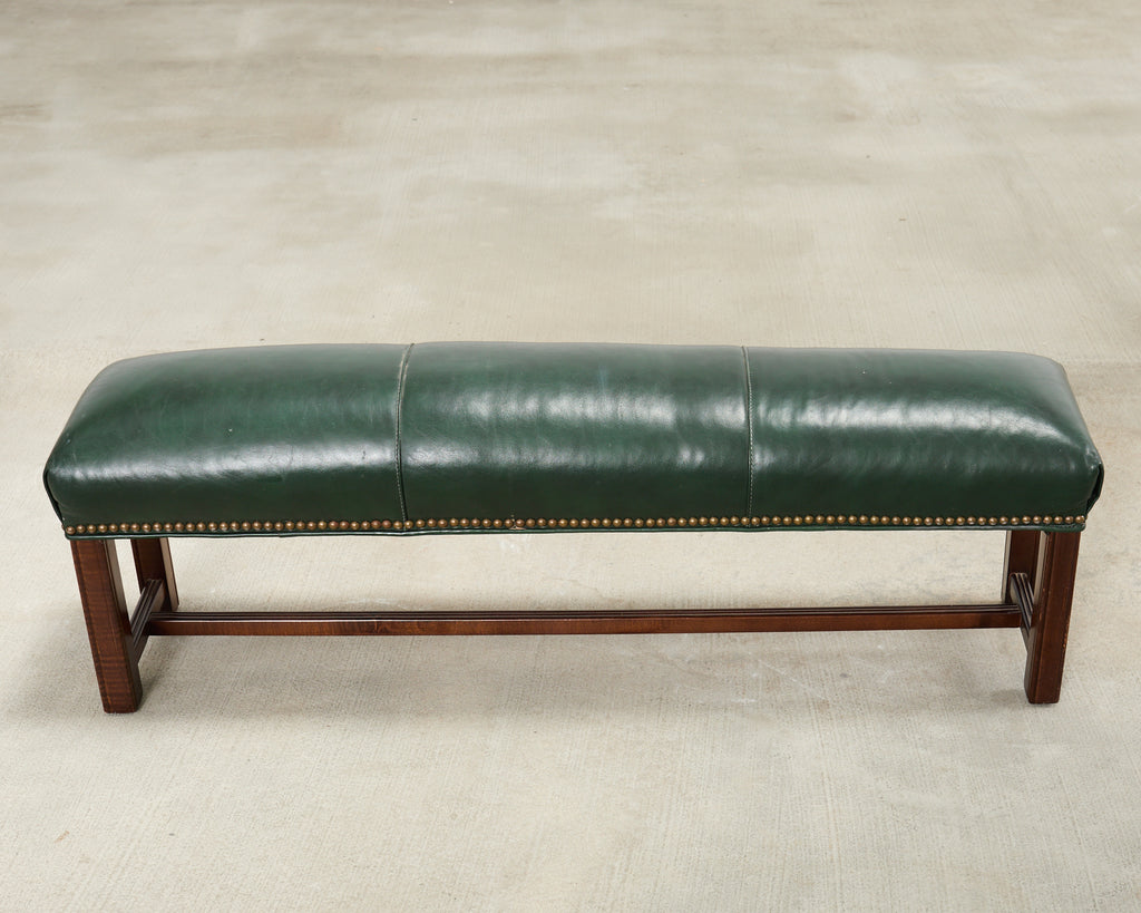 Elongated Georgian Style Mahogany Leather Footstool