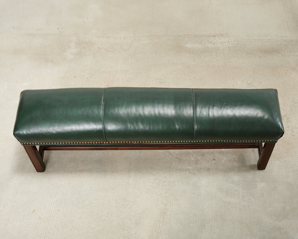 Elongated Georgian Style Mahogany Leather Footstool