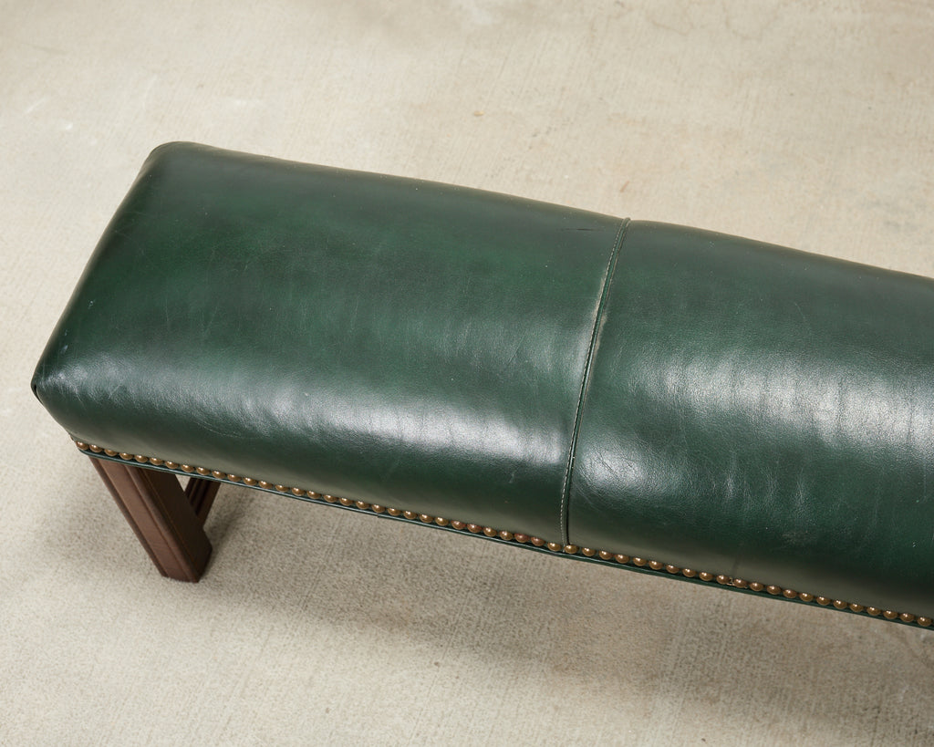Elongated Georgian Style Mahogany Leather Footstool